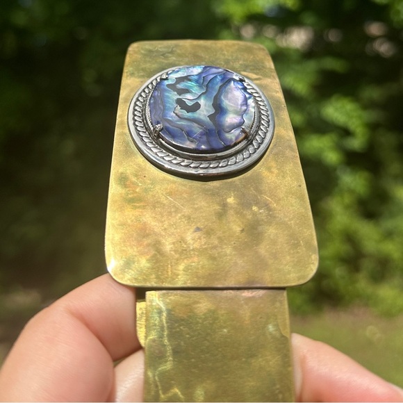 Vintage Gold Toned Belt with Abalone Shell Buckle NWT - Picture 7 of 9